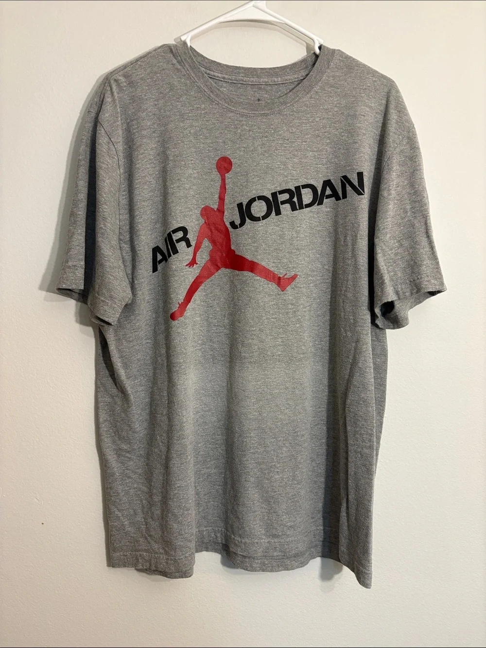 Jordan Gray Tee with Red Jumpman Logo
